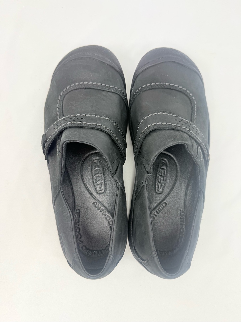 Keen KACI Black Full Grain Leather Slip On Clog Shoes - Picture 12 of 16